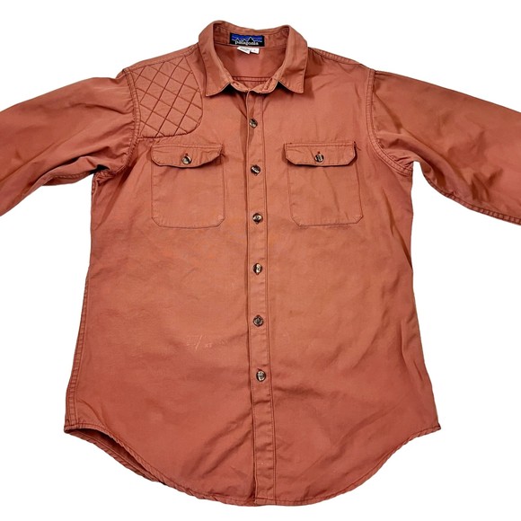 Vtg 70s Patagonia Padded Shoulder Canvas Shirt Recoil Shield Shooting Protection - Picture 3 of 14